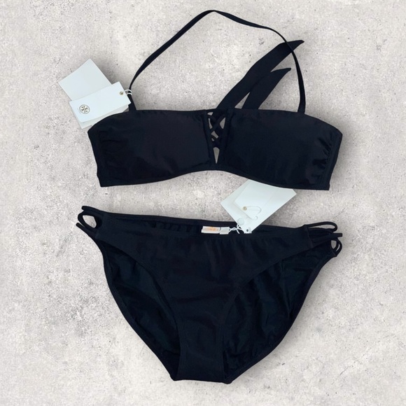 Tory Burch Black Halter Bikini Set w/ Criss Cross Bikini side cutout NWT… - Picture 2 of 10